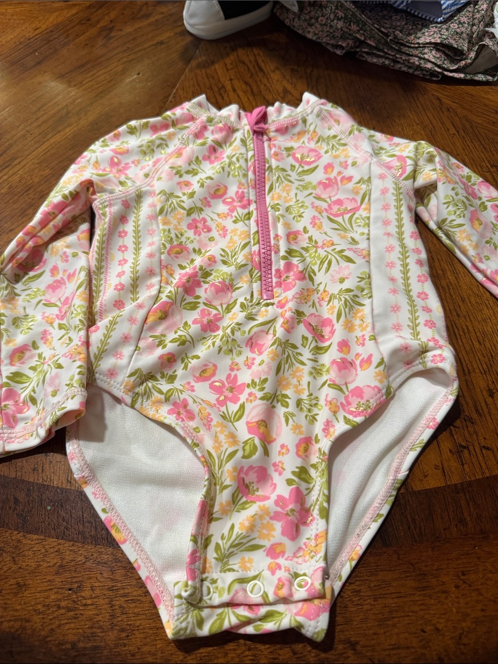 Cynthia Rowley Pink Floral Long-Sleeve One-Piece